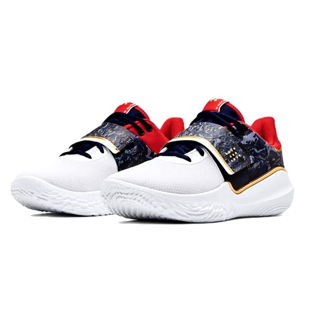 Under Armour UA Flow FUTR X Basketball Shoes | Navy Camo Red Gold | Men's Size 8